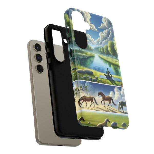 "Serenity Yoga Horses: Tranquil Scenes on Phone Case"- Phone Case - Image 201