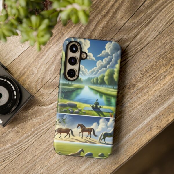 "Serenity Yoga Horses: Tranquil Scenes on Phone Case"- Phone Case - Image 202