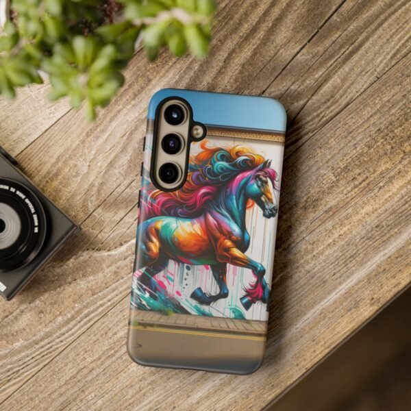 "Vibrant Graffiti Horse: Street Art Mural Energy Burst Phone Case"- Phone Case - Image 202