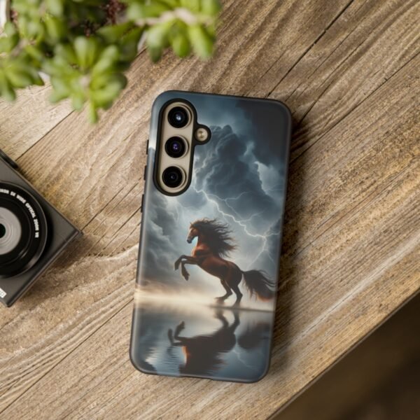 "Electrifying Storm Rearing Chestnut Horse Phone Case"- Phone Case - Image 202