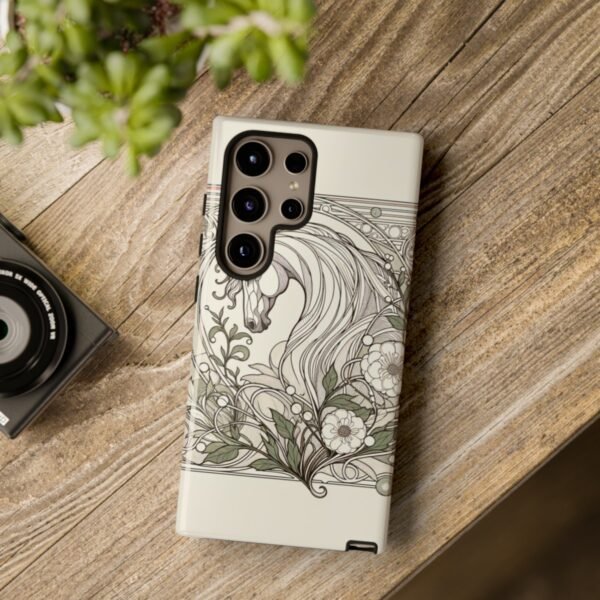 "Art Nouveau Equestrian Elegance: Flowing Lines & Florals Phone Case"- Phone Case - Image 207