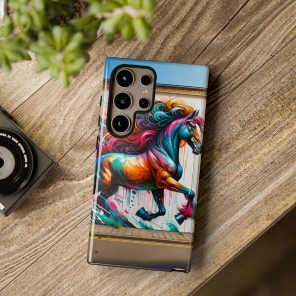 "Vibrant Graffiti Horse: Street Art Mural Energy Burst Phone Case"- Phone Case - Image 207