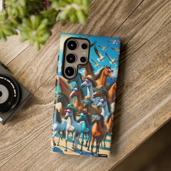 "Beach Horse Party: Funky Sunglass Clad Horses On Summer Backdrop Phone Case"- Phone Case - Image 212