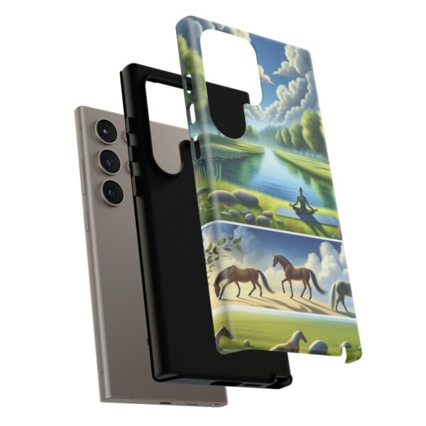 "Serenity Yoga Horses: Tranquil Scenes on Phone Case"- Phone Case - Image 211