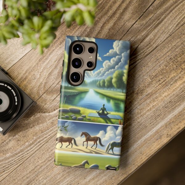 "Serenity Yoga Horses: Tranquil Scenes on Phone Case"- Phone Case - Image 212