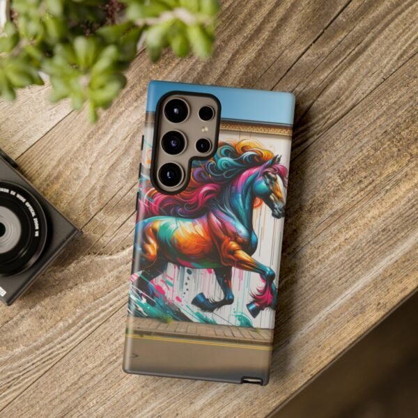 "Vibrant Graffiti Horse: Street Art Mural Energy Burst Phone Case"- Phone Case - Image 212